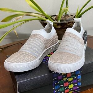 Bernie Mev Iris Rose Gold Slip-On Sneakers, size 38, NWT